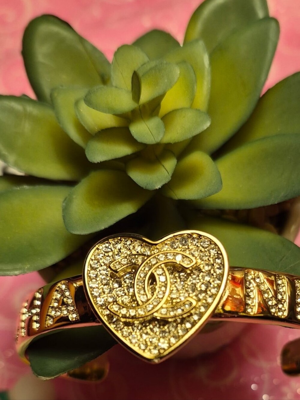 *💎💛GOLDY-Tone Heart Logo Crystal Cuff Bracelet💛 - Picture 2 of 4
